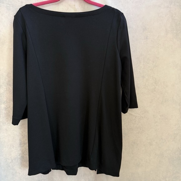 J. Jill Tunic Top Ponte knit Womens PL Black Scoop Neck 3/4 Sleeve minimalist - Picture 4 of 12